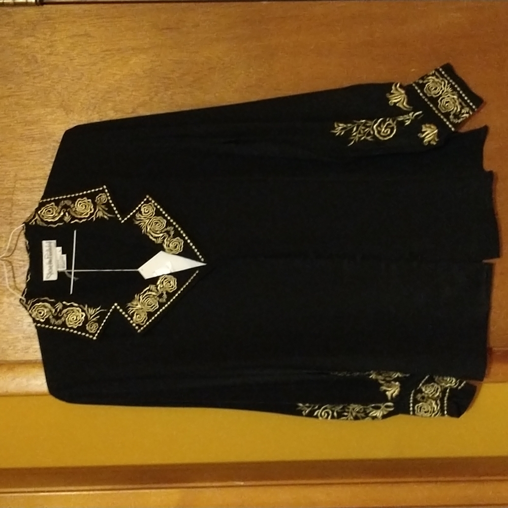New with tags 100% silk black embroidered Diane Von Furstenberg blouse